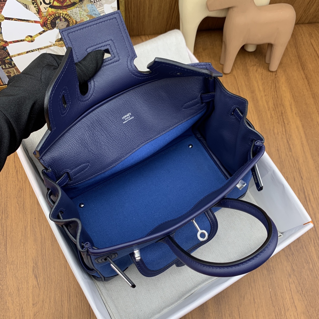 Hermes Cargo Birkin 25CM Limited Edition Canvas Handbag Blue